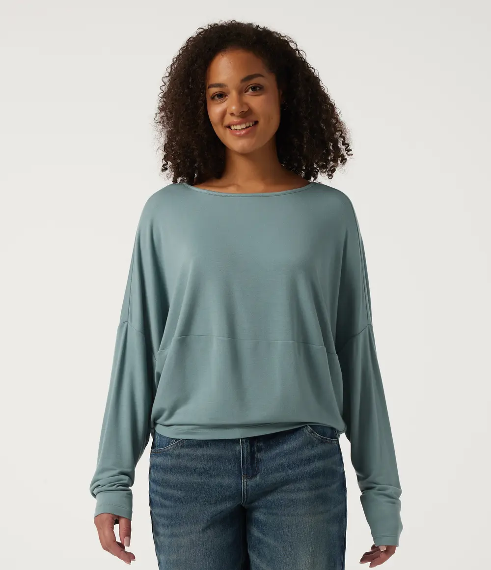 Boat Neck Sweatshirt in Stone Blue