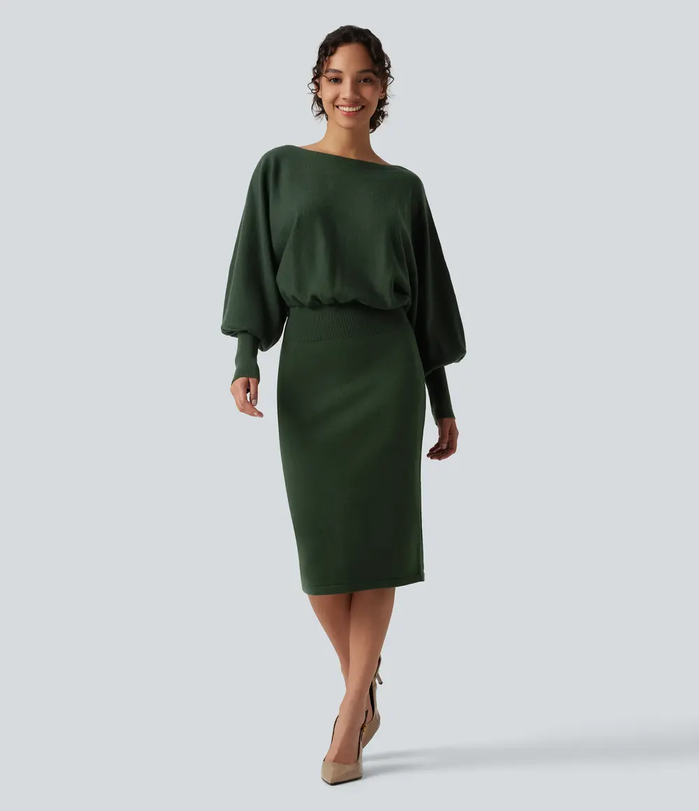 Puff Sleeve Sweater Dress in Mountain View