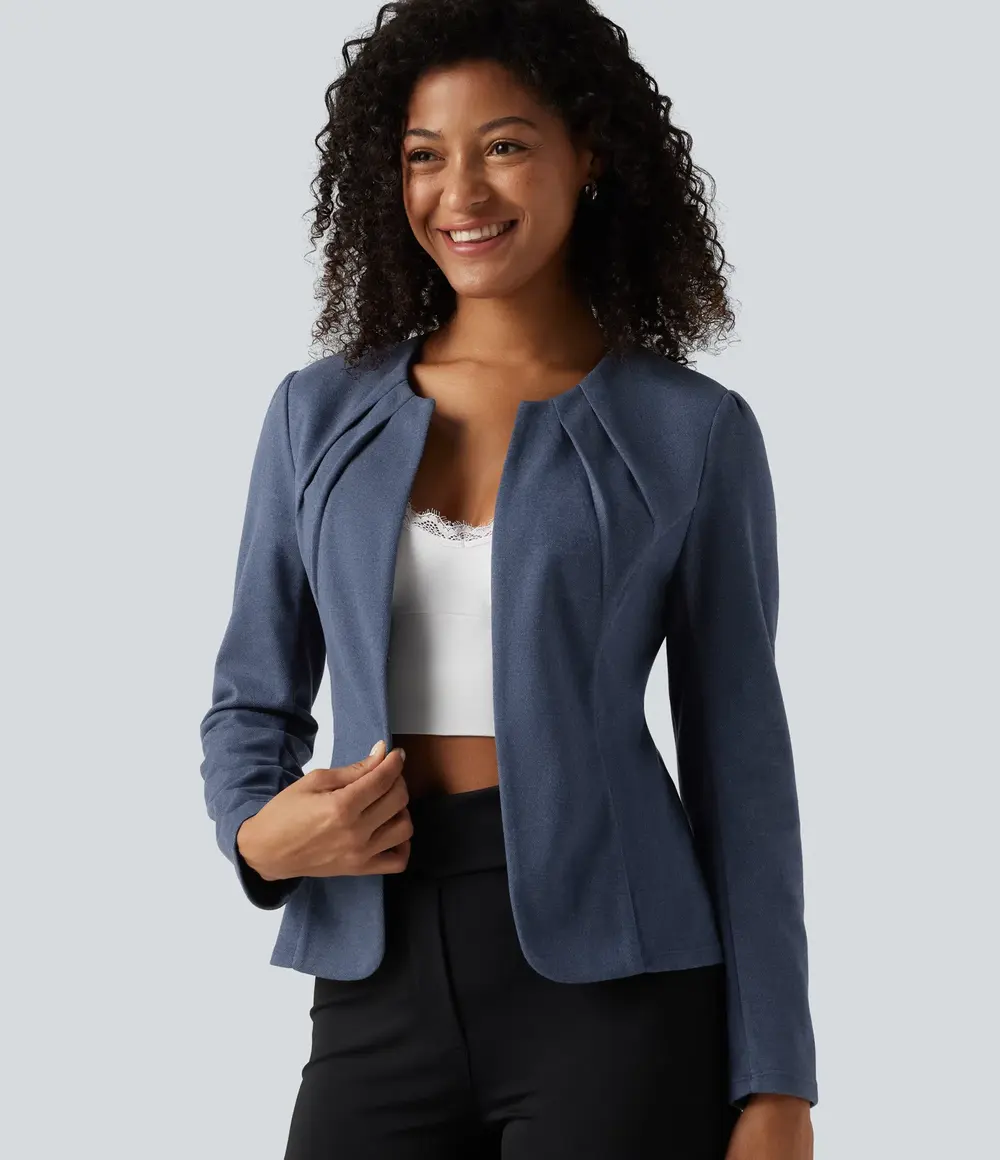 Collarless Work Blazer in Moon Harbor