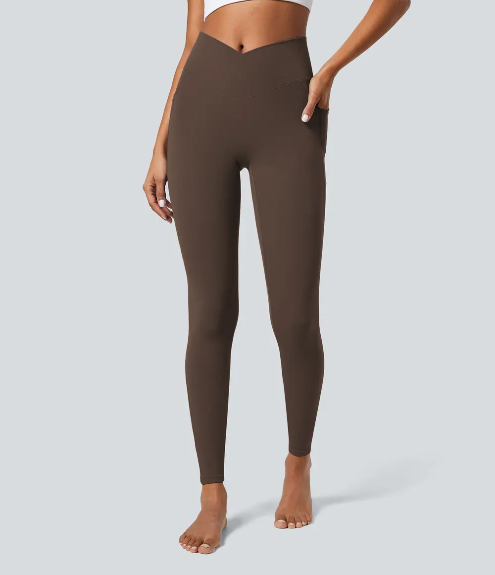 Crossover Pocket Leggings in Chocolate Martini