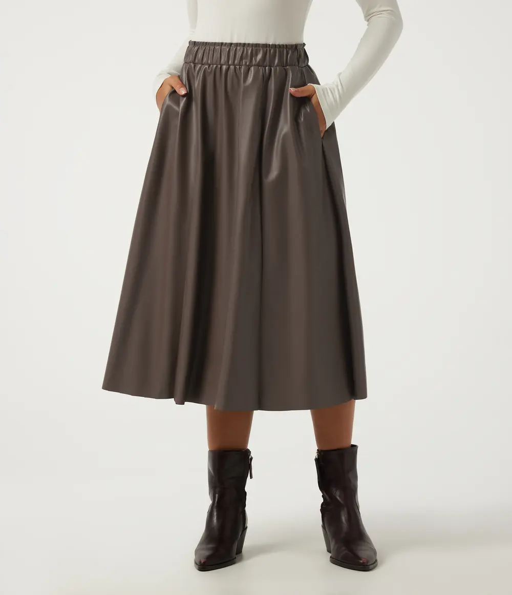A-Line Midi Skirt in Hot Fudge