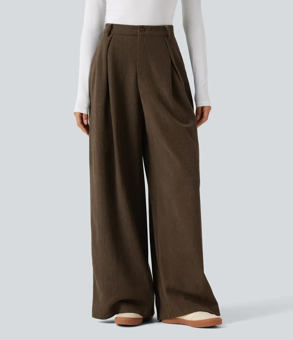 Baggy Corduroy Trousers in Chocolate Martini