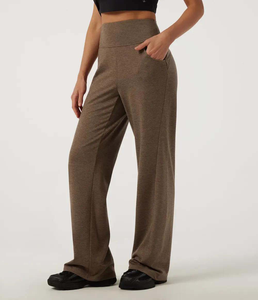 Bootcut Fleece Trousers in Claystone