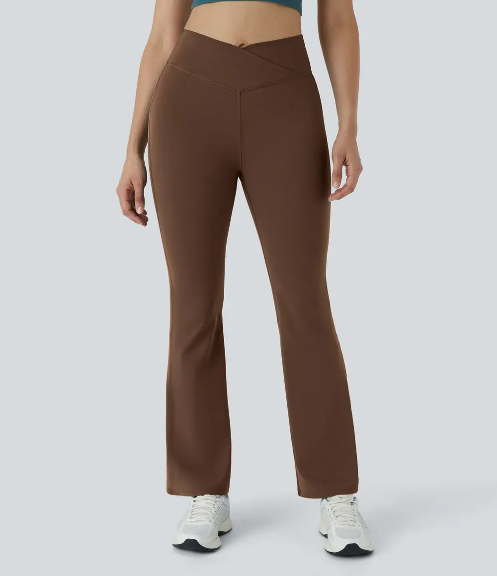 Crossover Flare Leggings in Autumn Chestnut