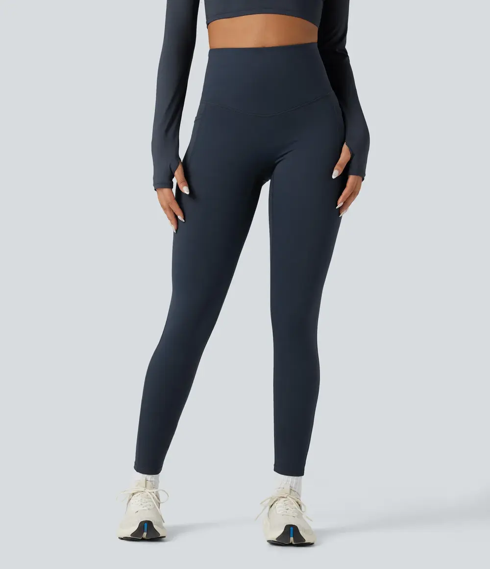 Fleece Running Leggings in Blueberry