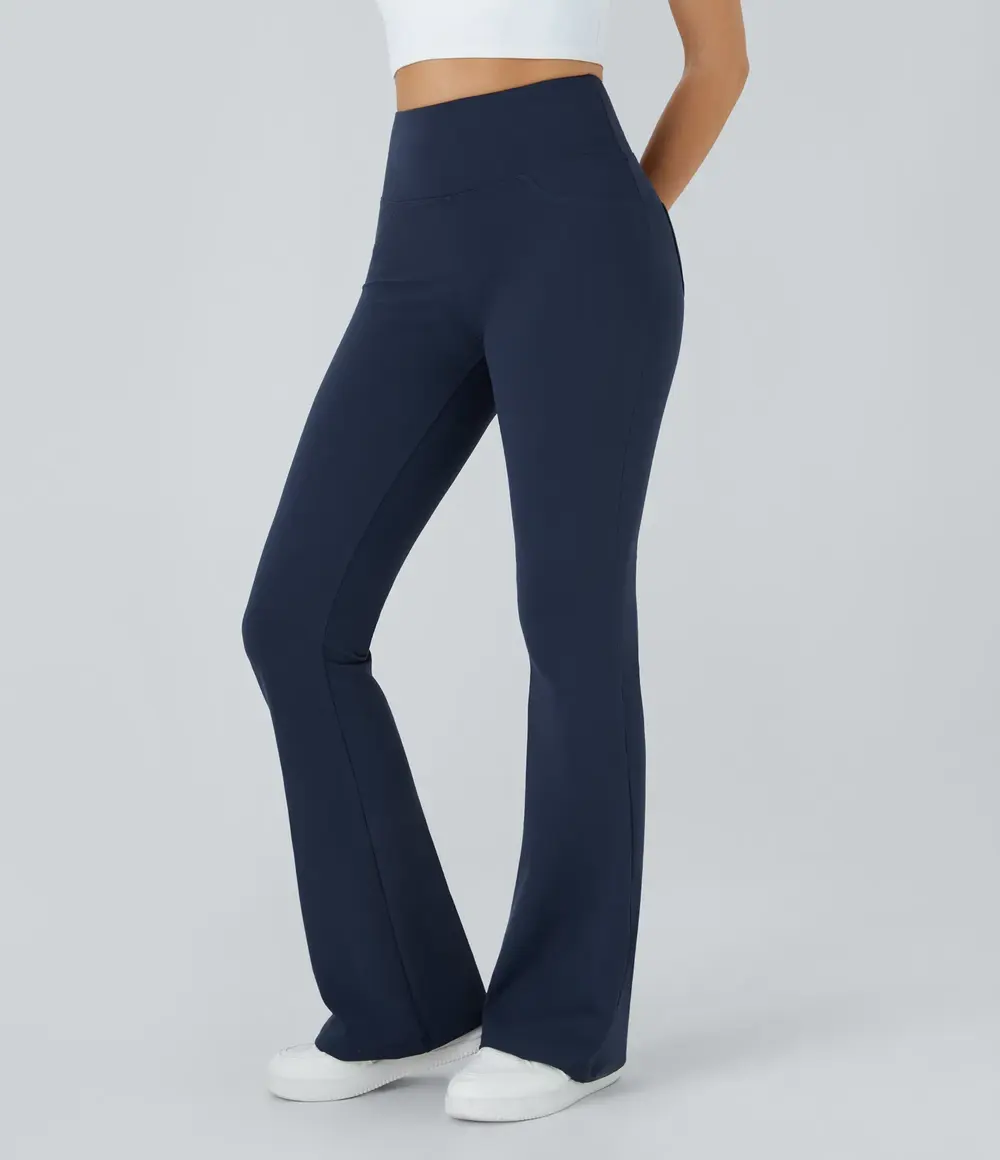 Pocket Flare Yoga Leggings in Midnight Blue