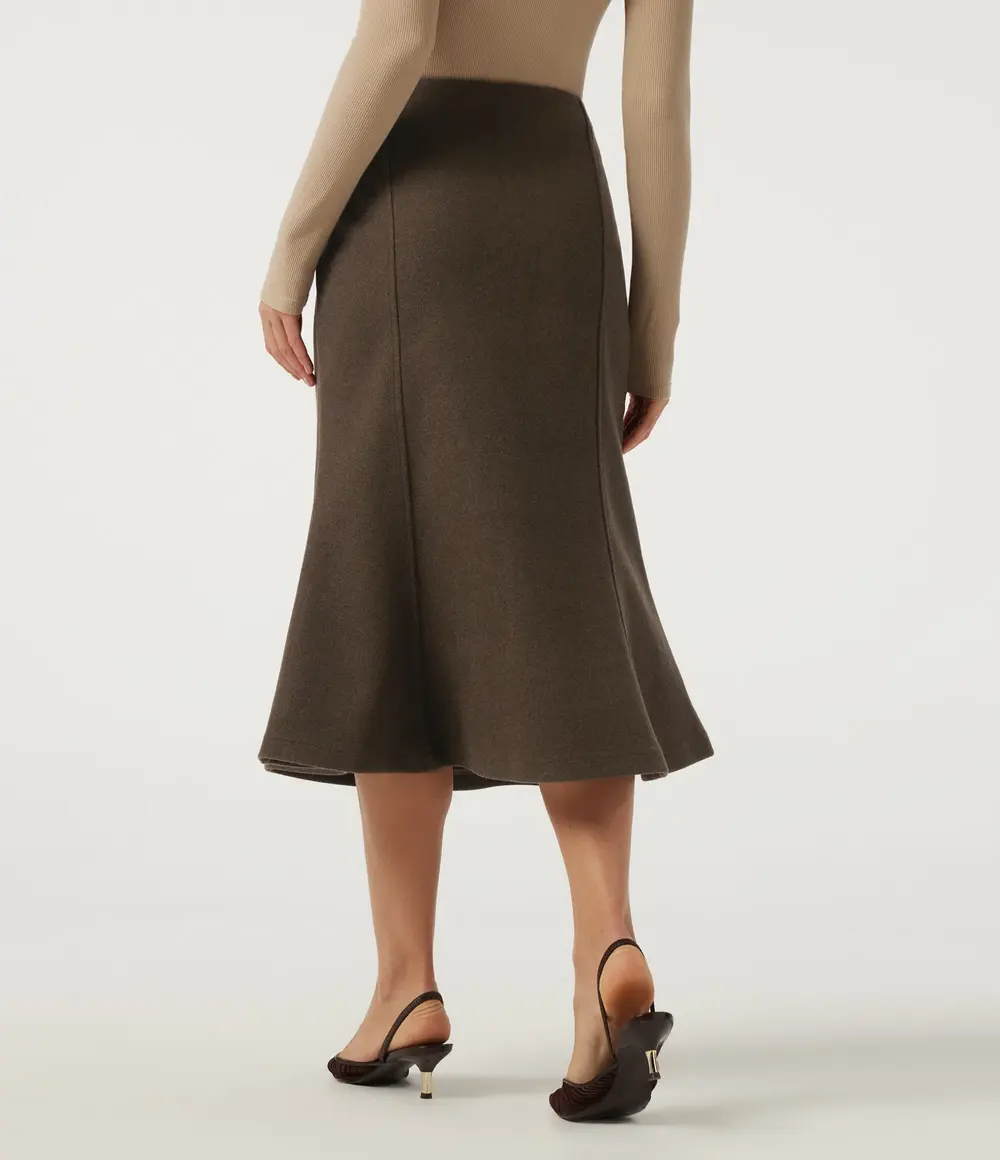 Fleece Mermaid Midi Skirt in Camphor Wood Brown