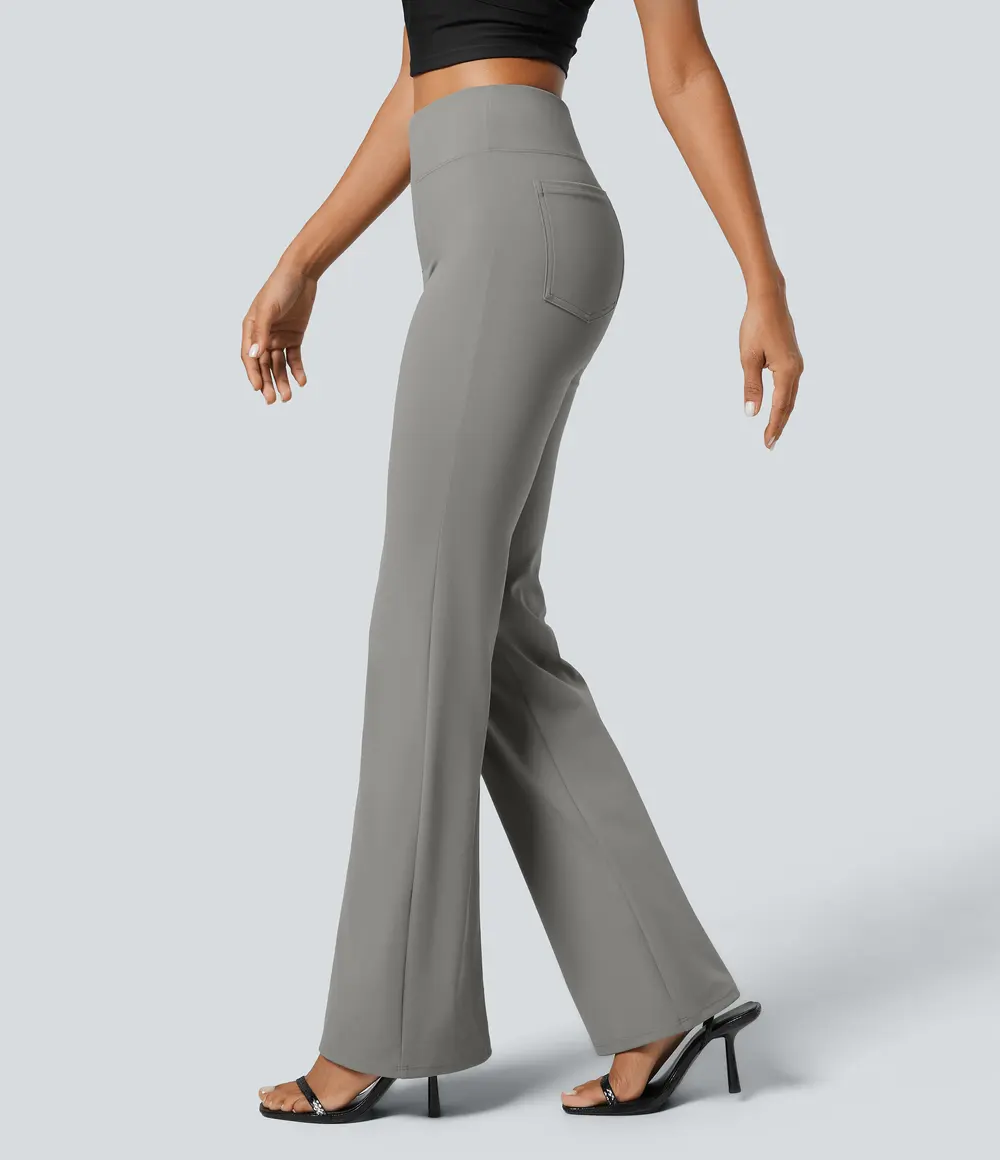 Slight Flare Work Trousers in Putty Grey