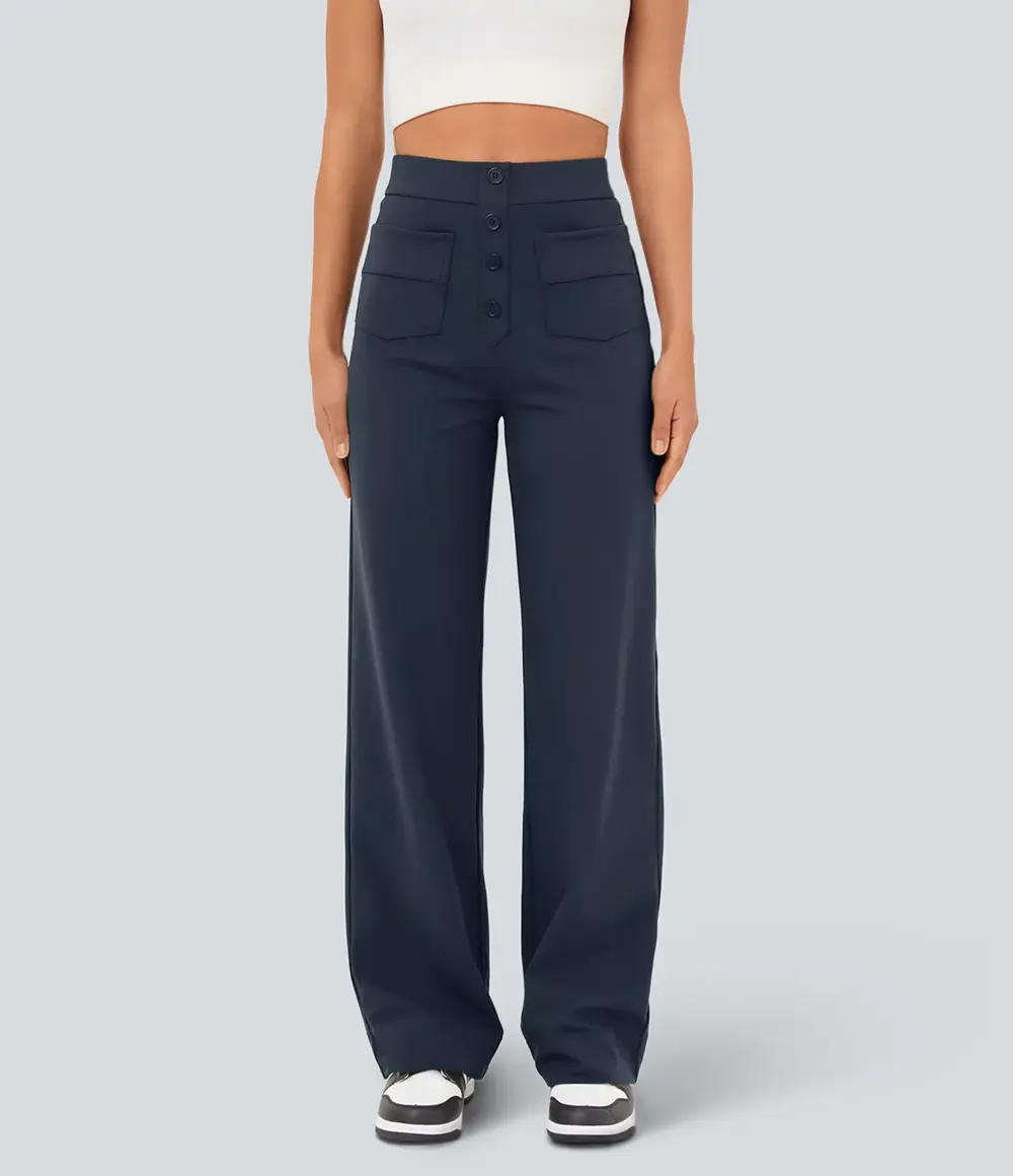 Straight-Leg Trousers in Midnight Blue