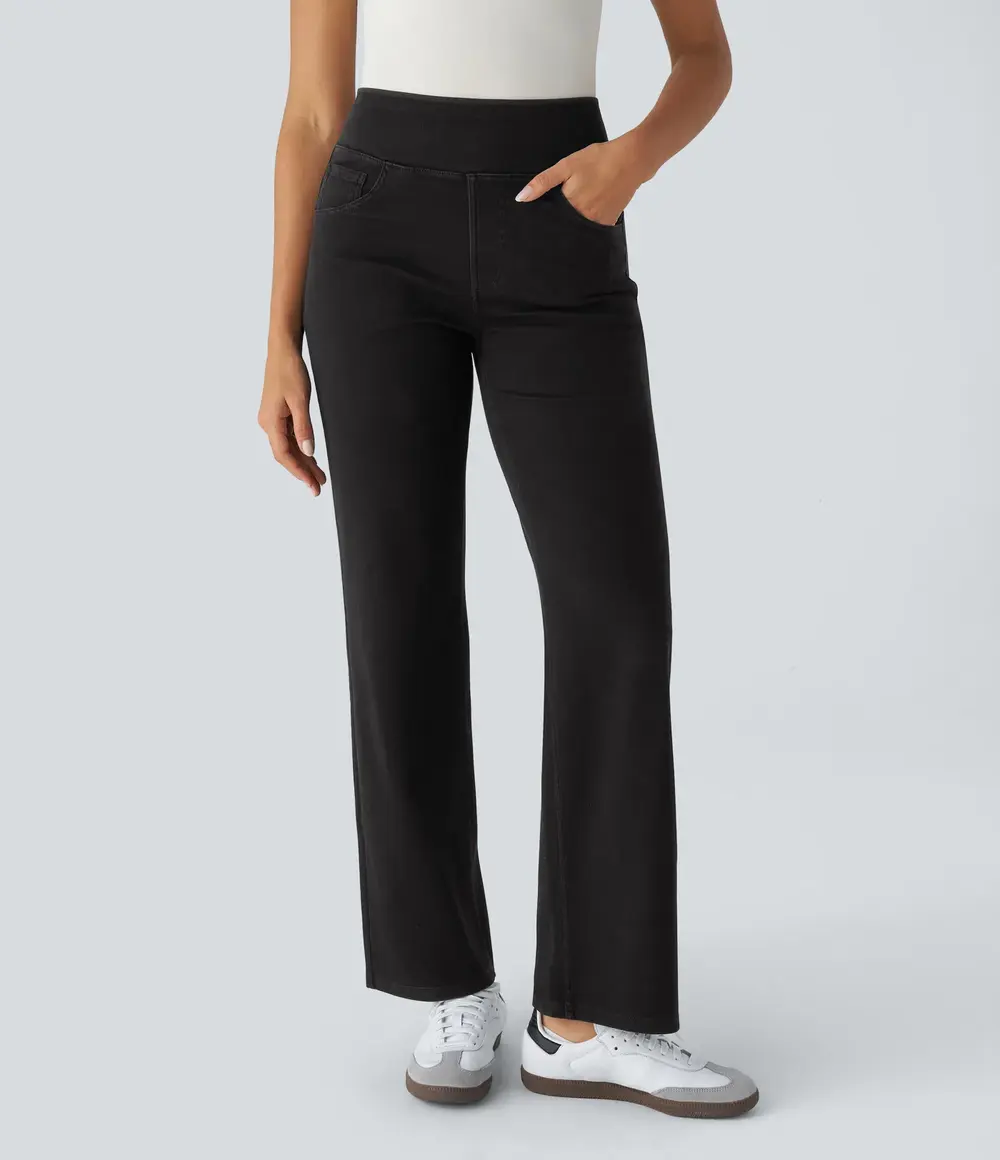 Straight-Leg Work Jeans in Black Denim