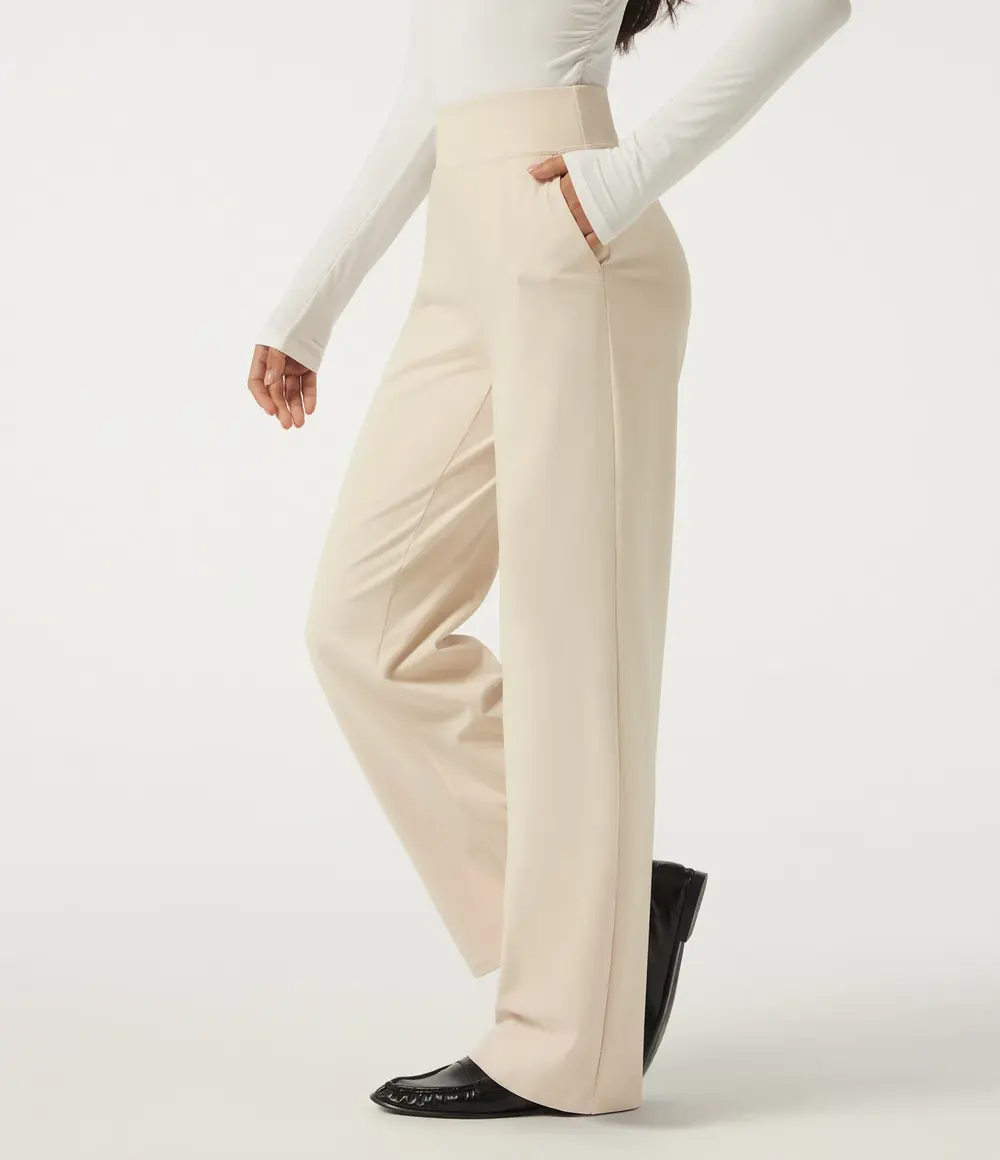 Straight-Leg Work Trousers in Oat Milk
