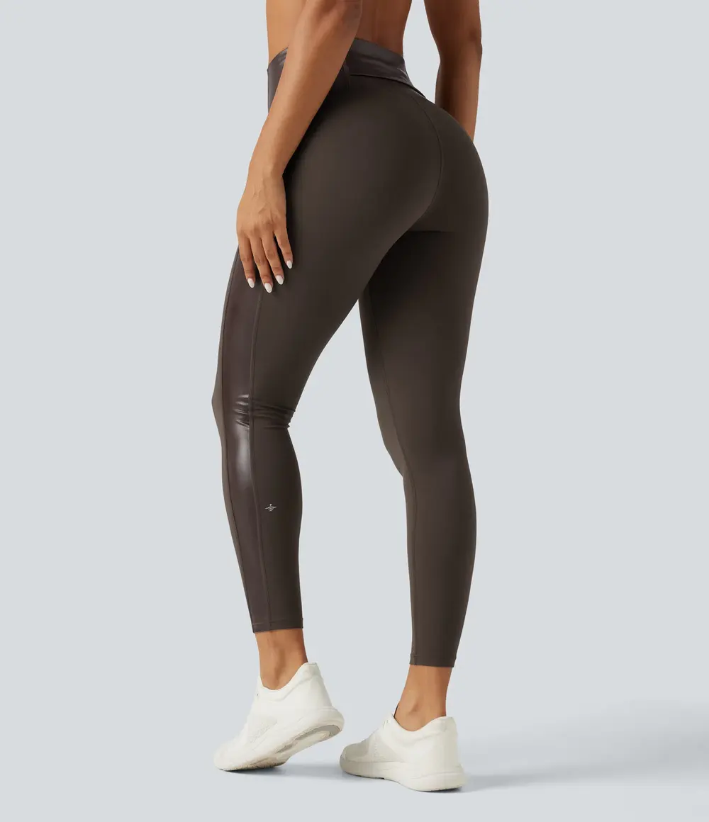 Faux Leather Leggings in Hot Fudge