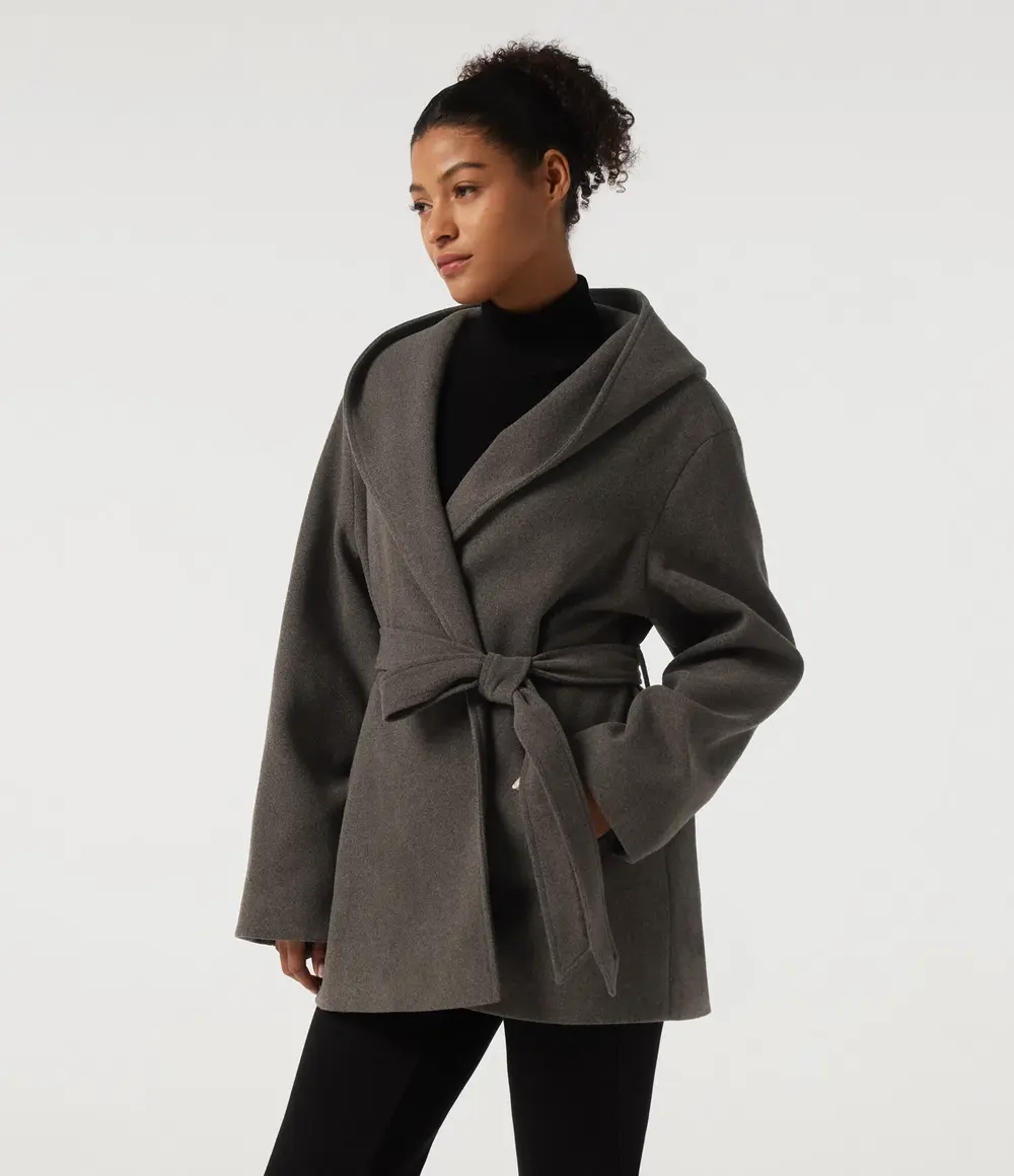 Hooded Fleece Coat in Major Brown