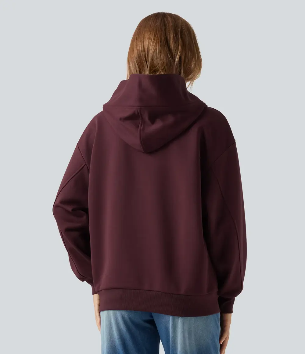 Crossover Fleece Hoodie in Chocolate Truffle