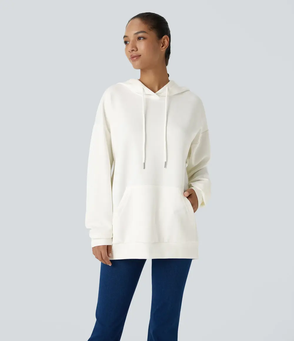 Crossover Hooded Sweatshirt in White