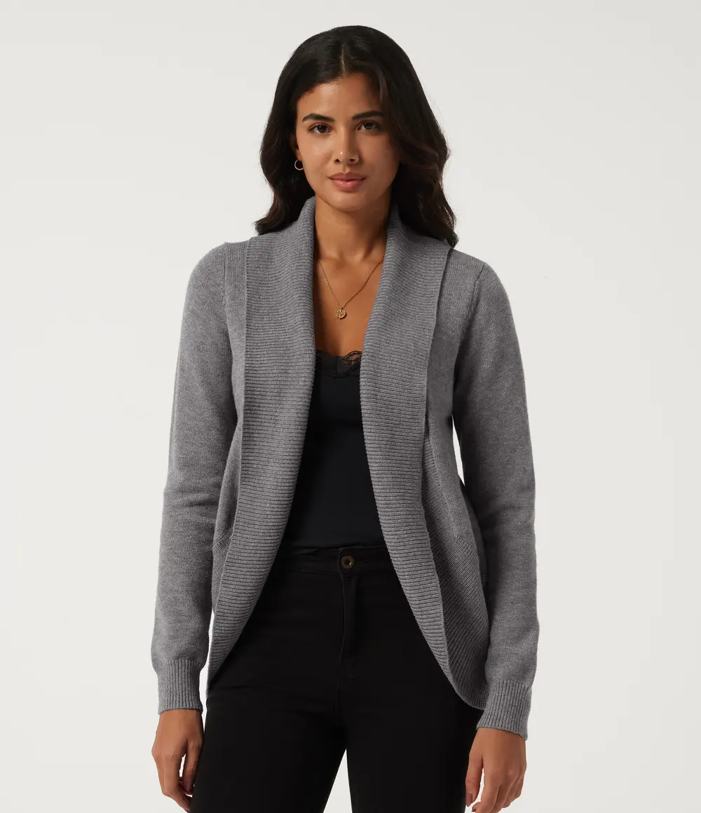 Lapel Work Cardigan in Brushed Nickel