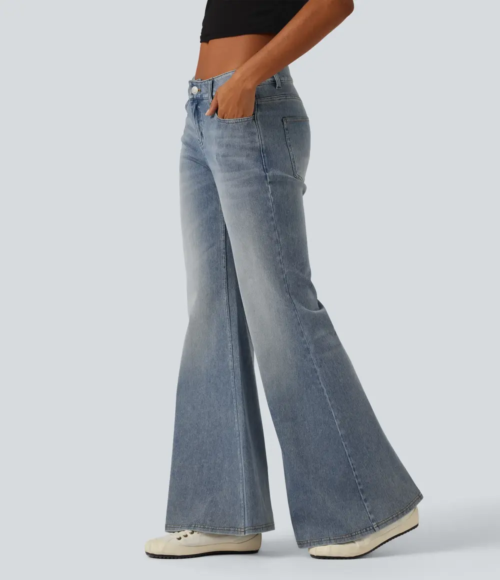 Low-Rise Flare Jeans in Sunset Blue Denim