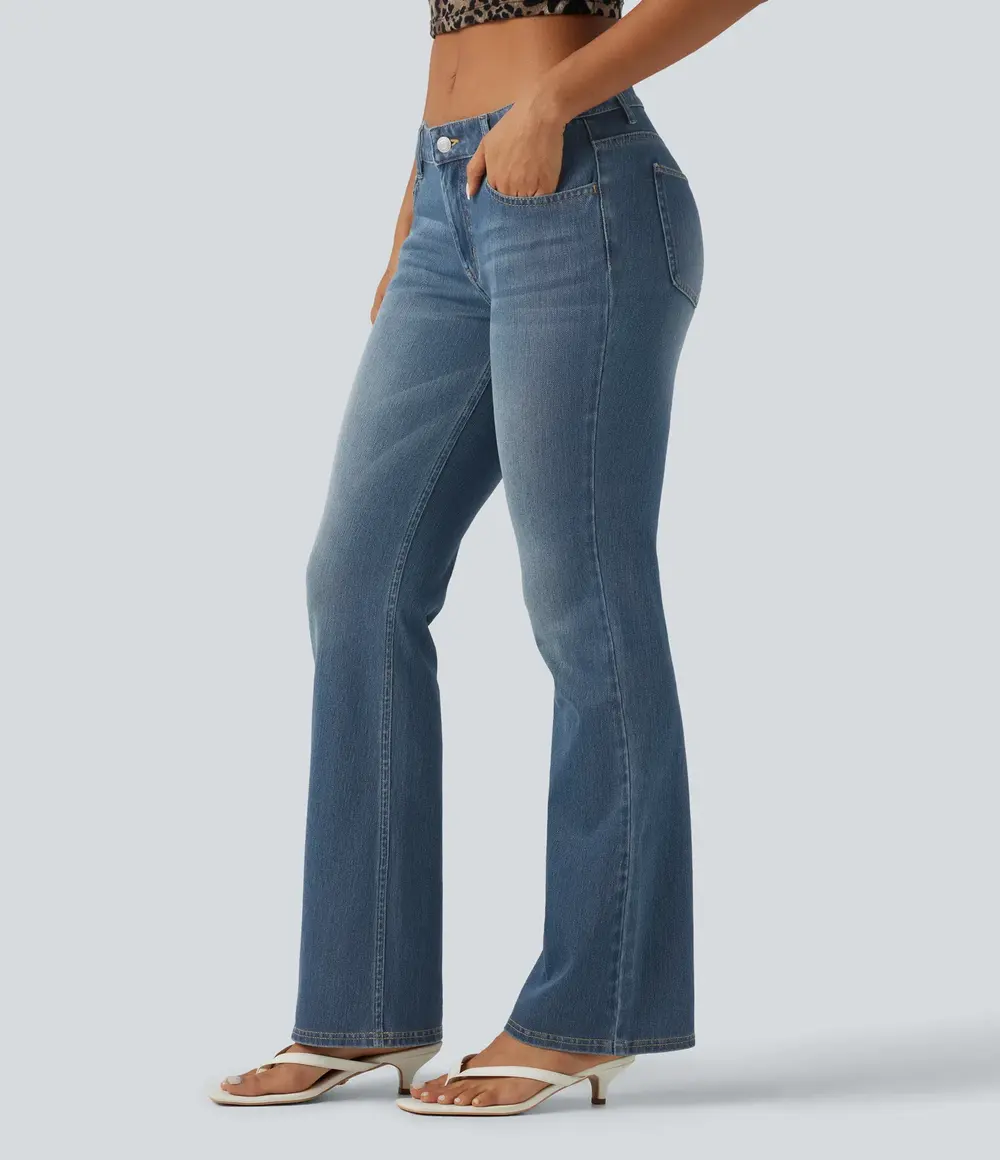 Low-Rise Bootcut Jeans in Coronet Blue Denim