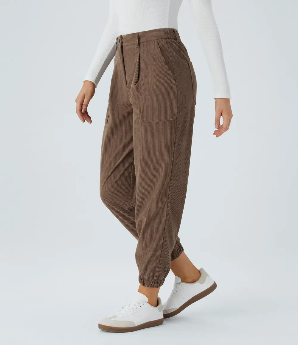 Corduroy Cargo Joggers in Acorn