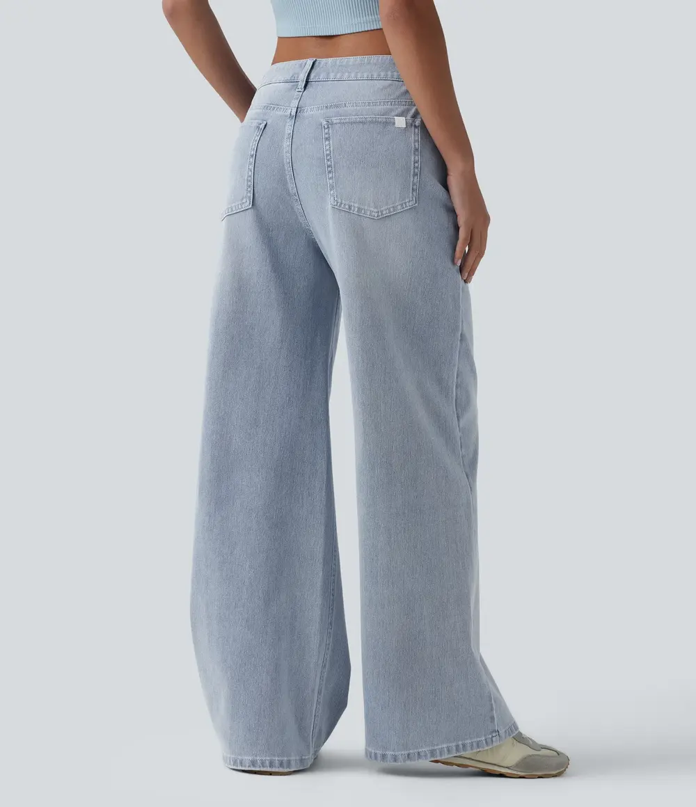 Mid-Rise Baggy Jeans in Light Azure Denim