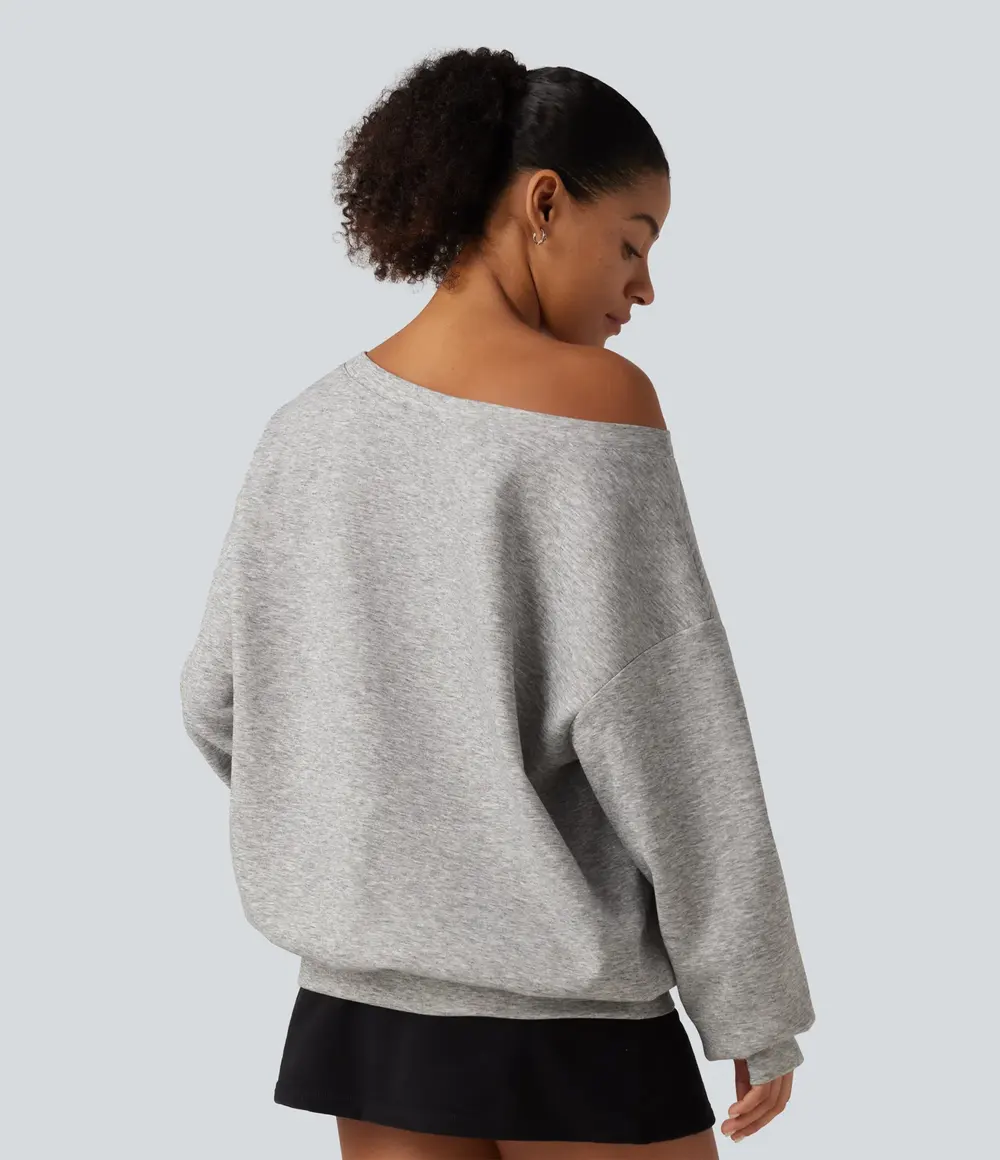 One Shoulder Sweatshirt in Fog Grey