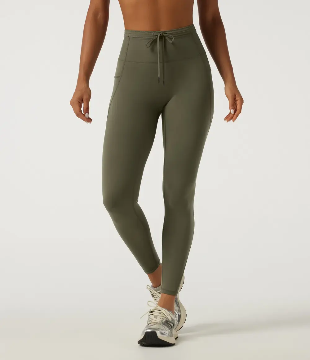 Quick-Dry Running Leggings in Grass Grey Green