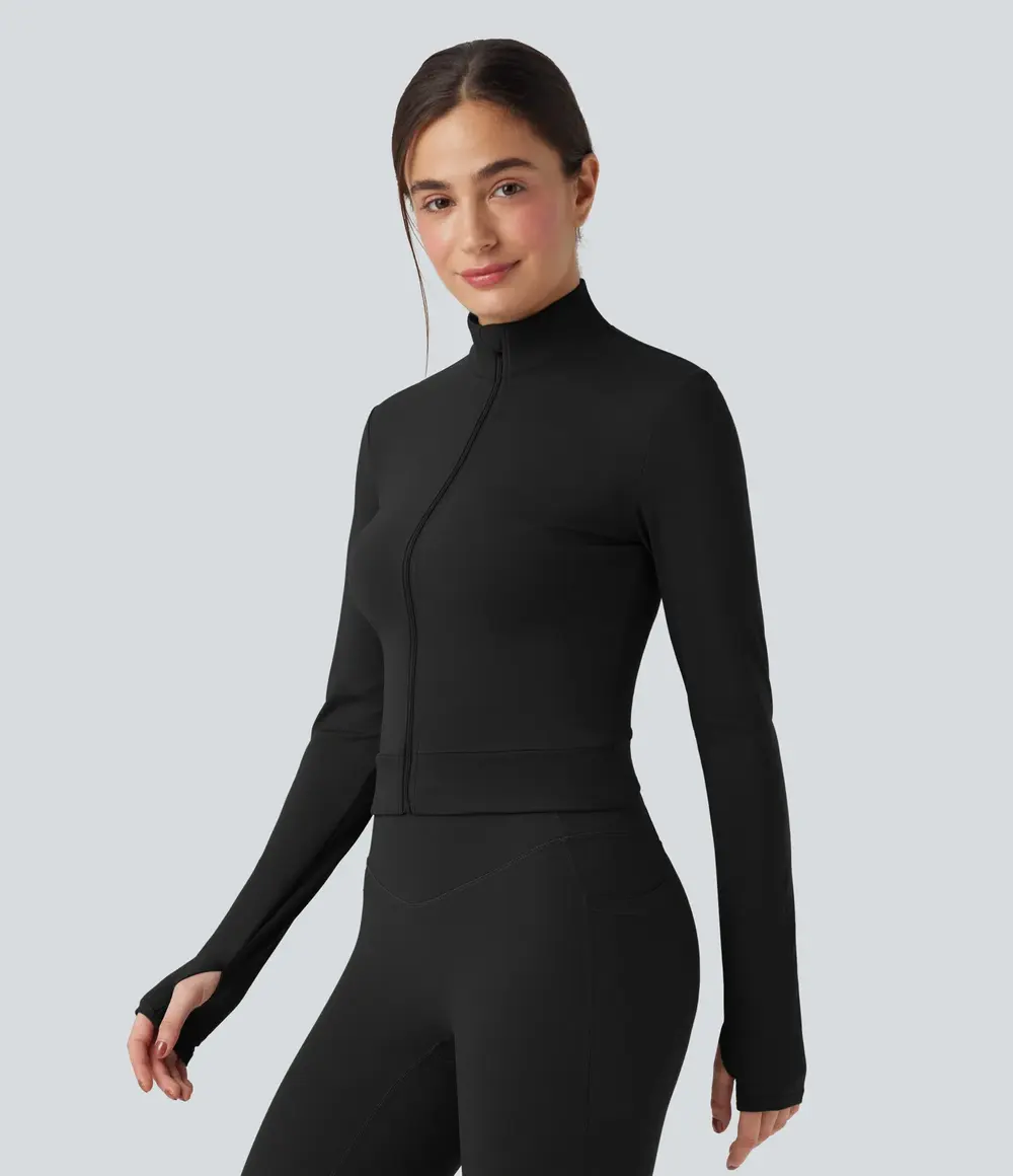 Crossover Back Yoga Jacket in Black