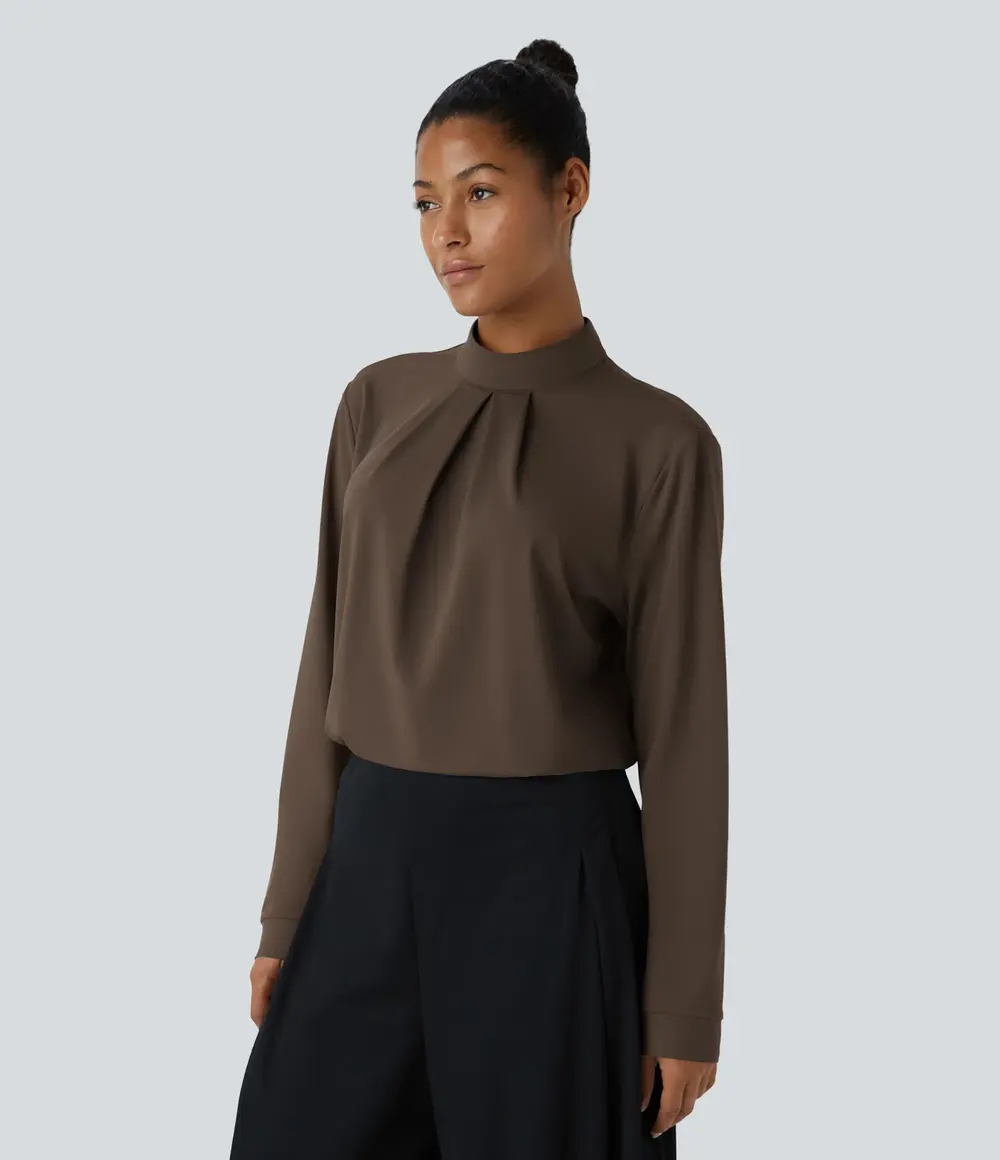 Stand Collar Blouse in Chocolate Martini