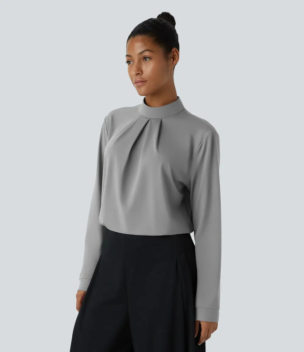 Stand Collar Blouse in Ultimate Grey