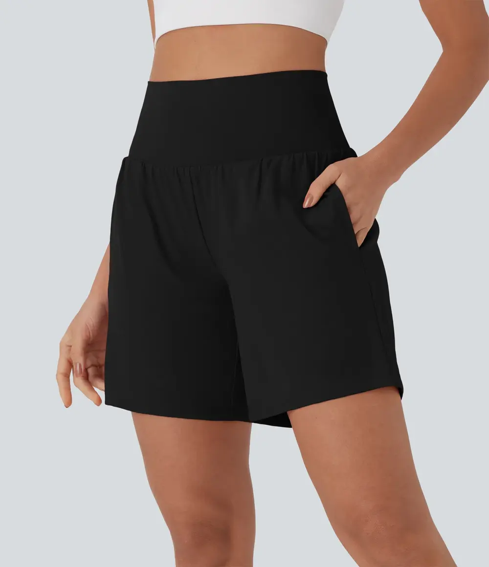 2-in-1 Yoga Shorts 7" in Black