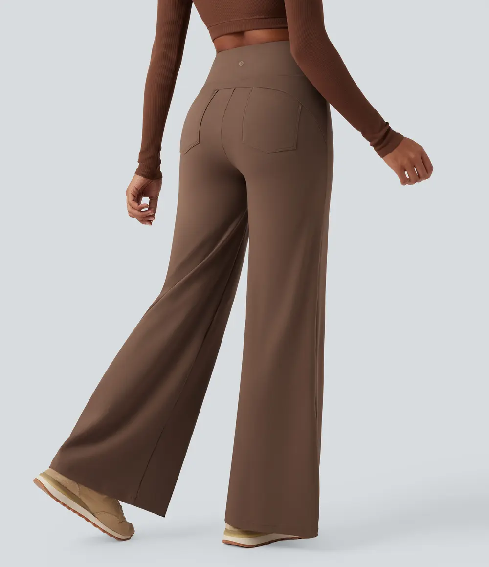 Wide-Leg Yoga Trousers in Sepia