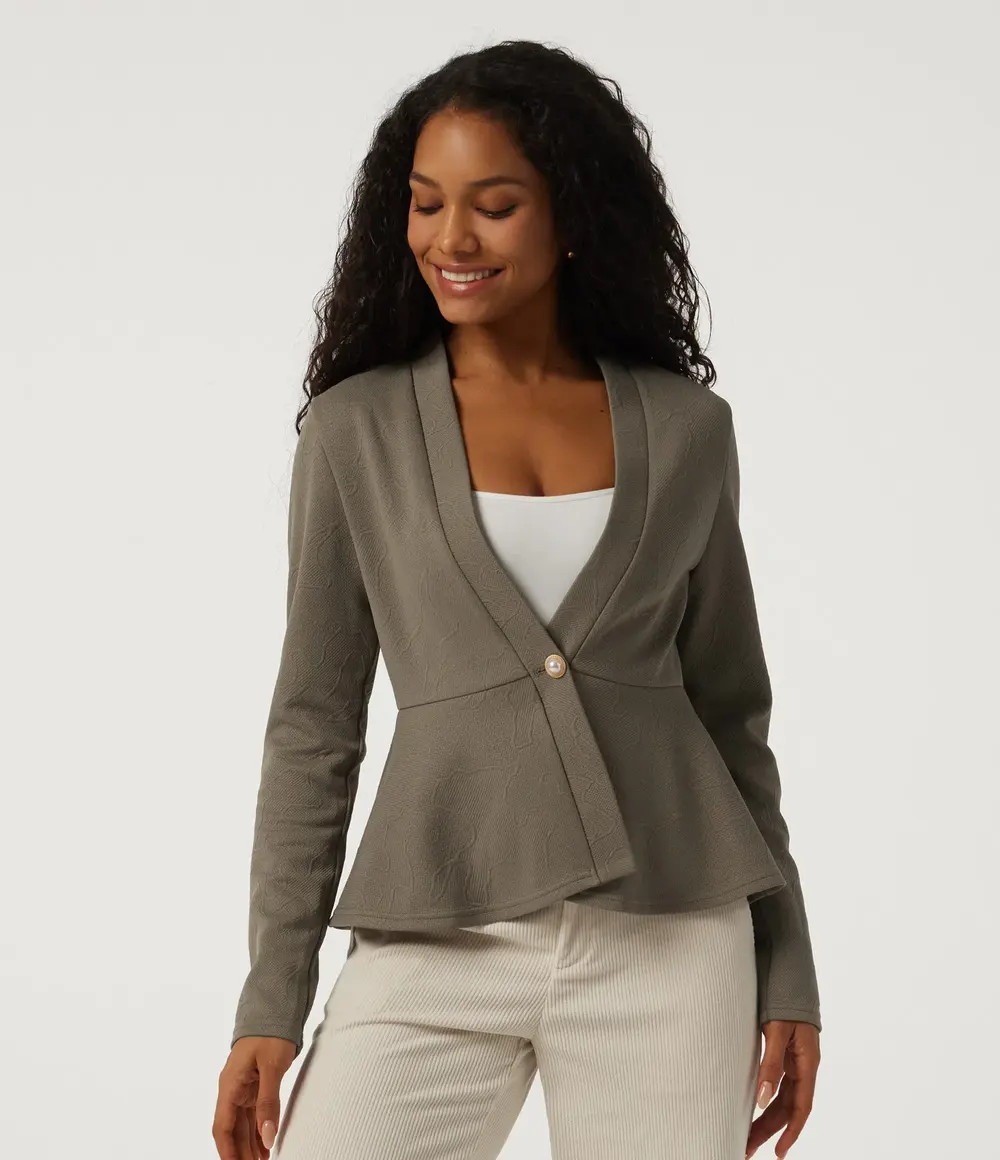 Jacquard Work Blazer in Hay Brown