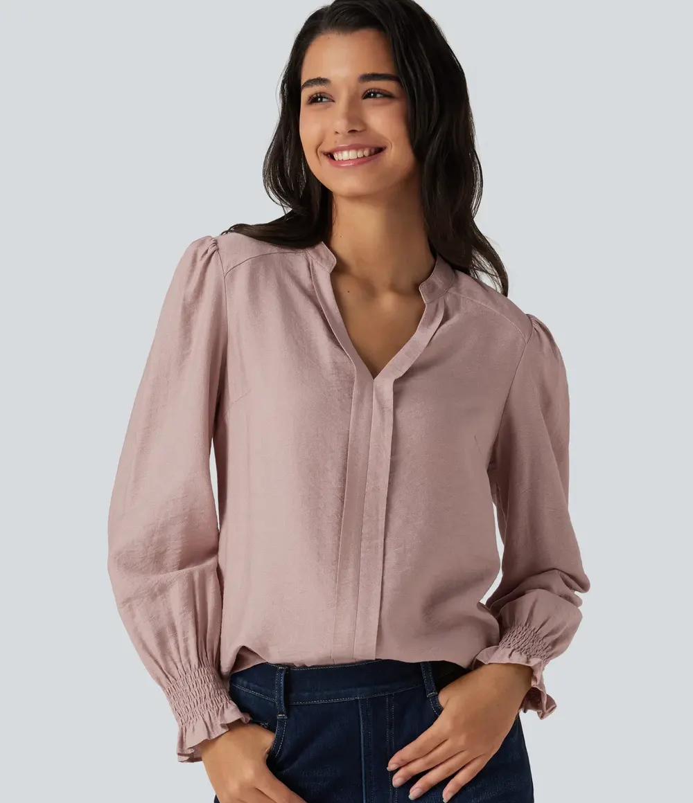Puff Sleeve Blouse in Shadow Grey