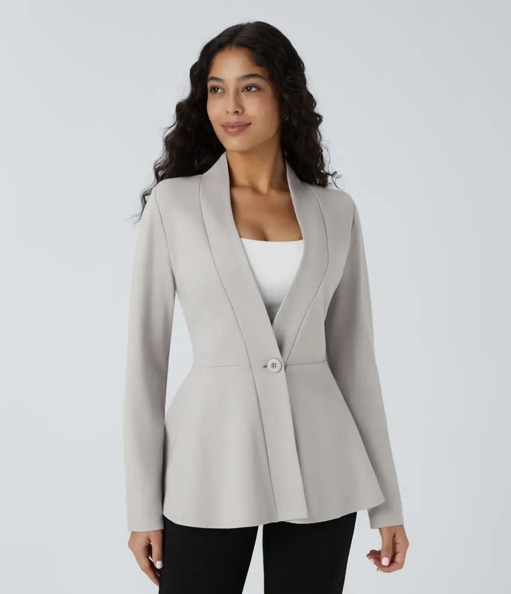 Peplum Work Jacket in Earthy Grey