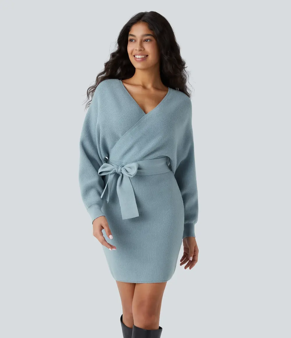 Belted Jumper Dress in Forget-Me-Not